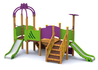 Tobogan con escalera y pasillo para niños